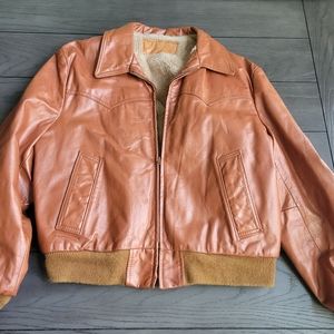 Vintage William Barry leather bomber jacket coat lined size "44"